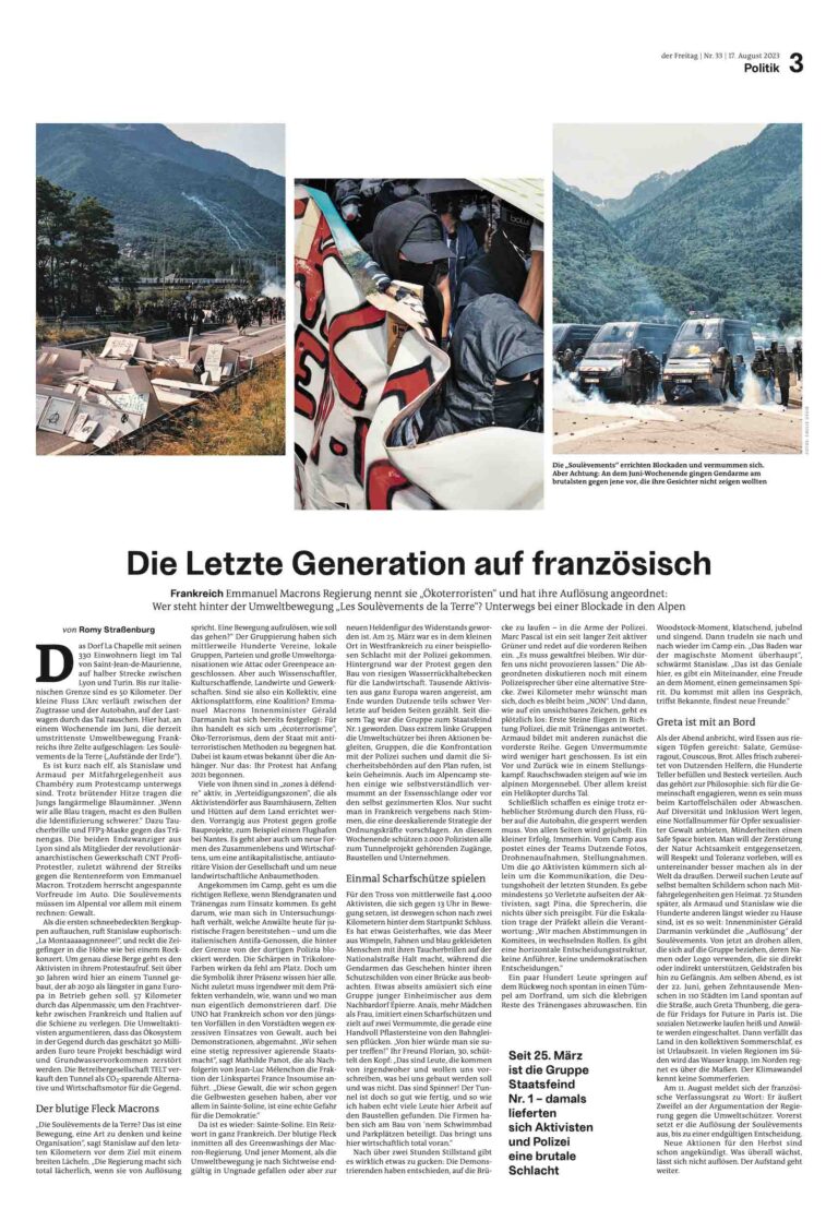 Die Letzte Generation auf französisch